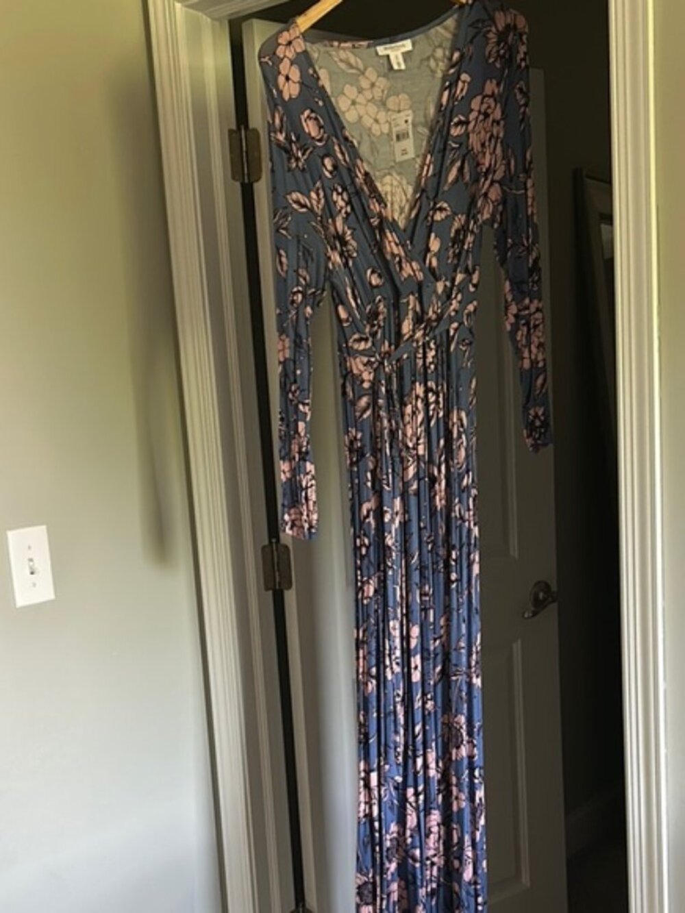 Motherhood Maternity Blue Pink Long Sleeve Sundress